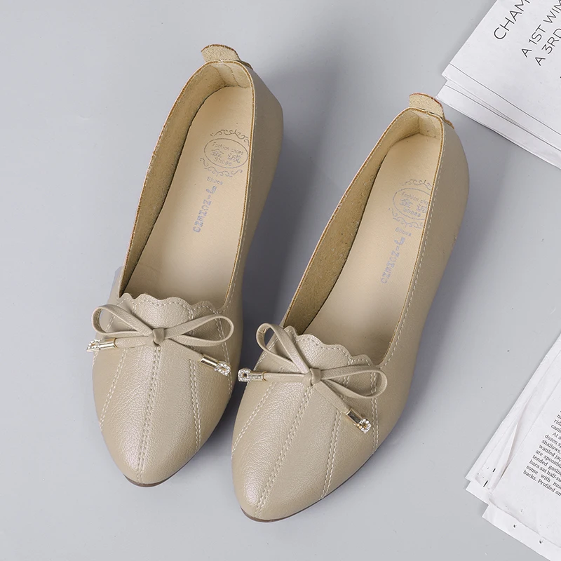 2019 балетки на плоской подошве Обувь без шнуровки С бантом Сезон весна-осень