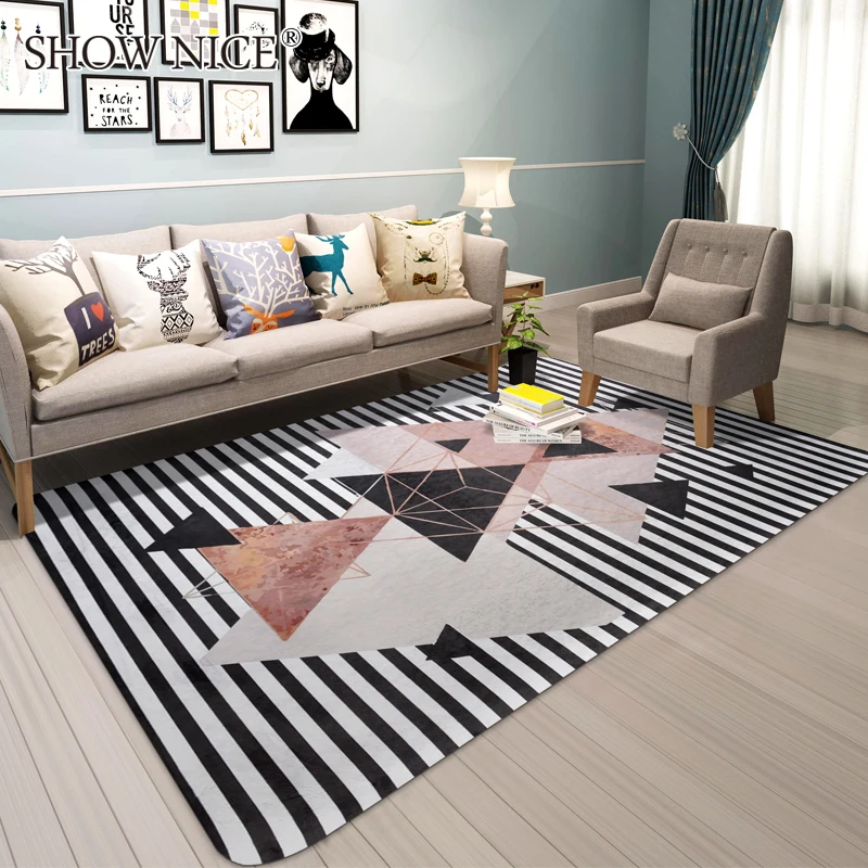 

Скандинавский геометрический Коврик, современная спальня, гостиная, диван, чайный столик, подушка, кровать серого цвета, модные роскошные т...