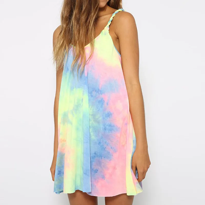Модные летние новые пляжные resort ветер печати tie dye висит пропускная способность