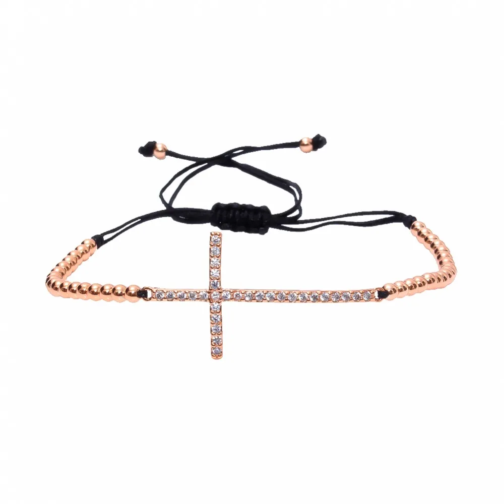 Классический стиль ювелирные изделия унисекс браслет с крестом микро закрепка