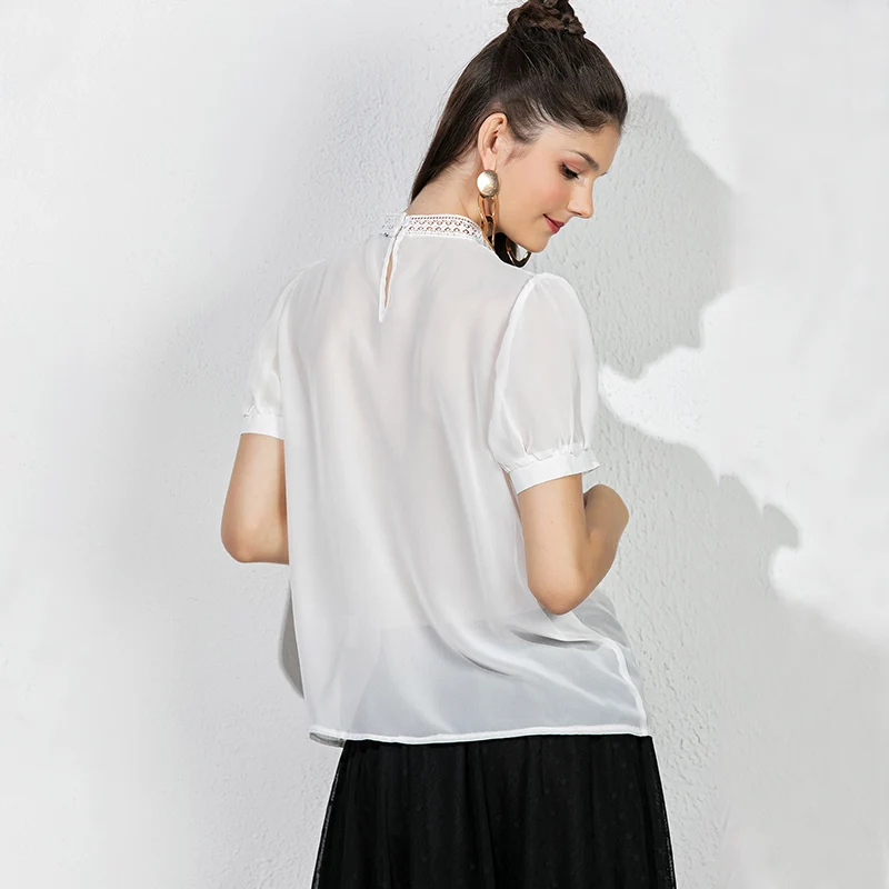 Mostnica элегантные летние геометрические Ажурные кружевные Camisas формальная ложная