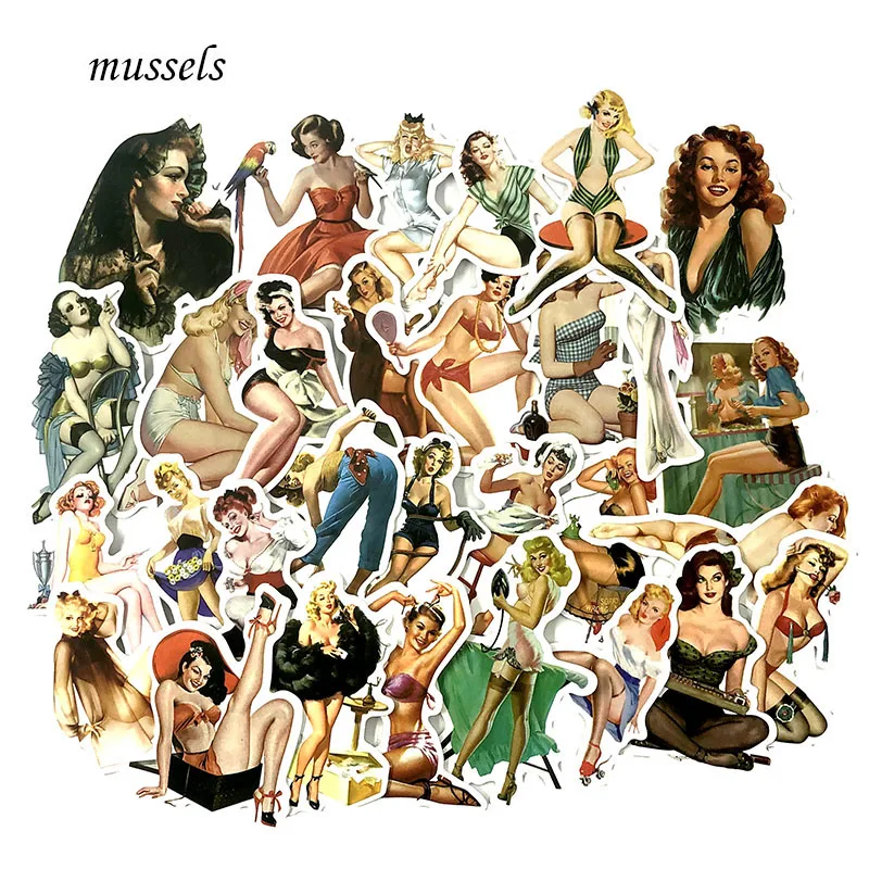 50 шт./компл. Красивая Ретро Девушка для ноутбука ноутбук автомобиль мотоцикл