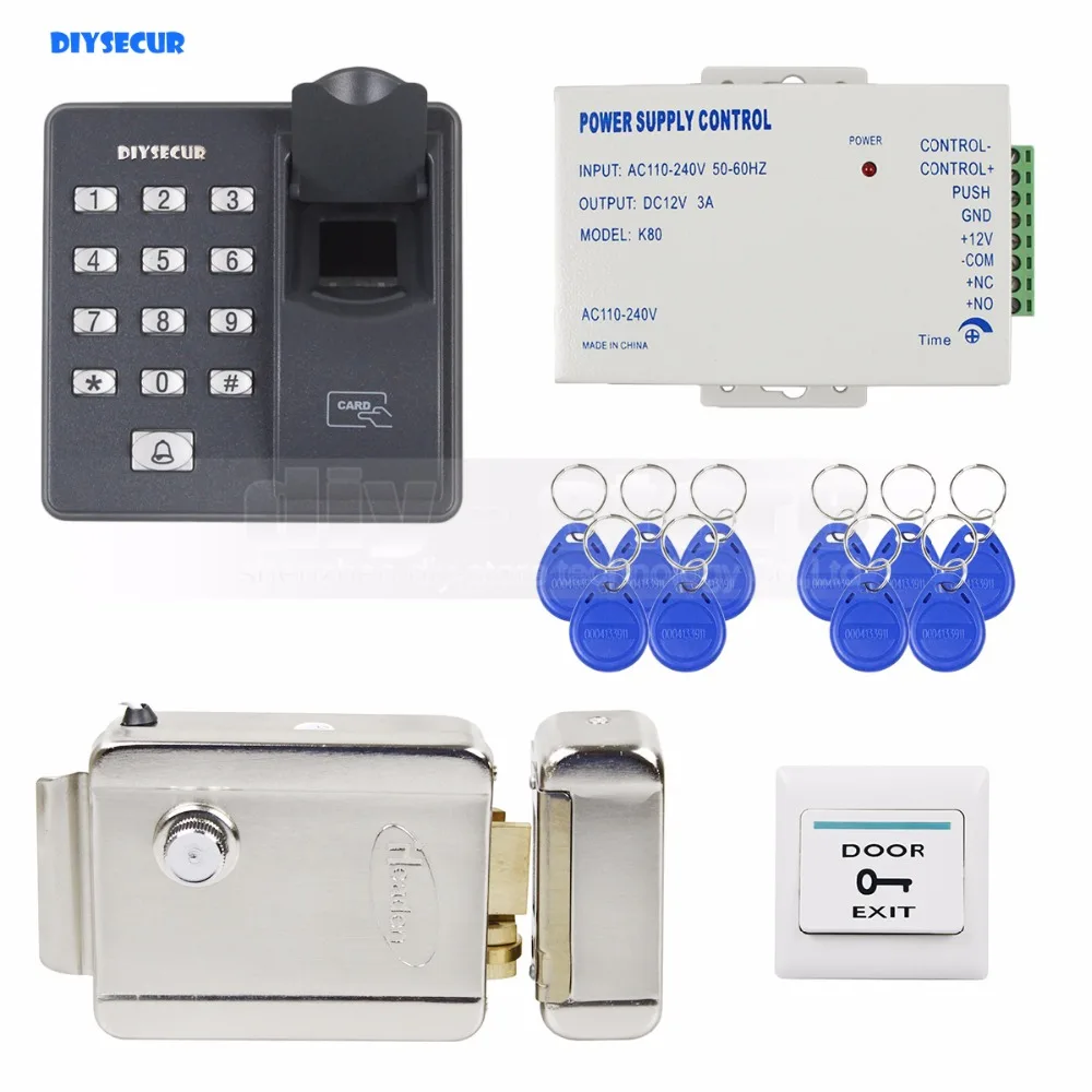 

DIYSECUR биометрический сканер отпечатков пальцев RFID 125 кГц Пароль Клавиатура Стандартный комплект + электрический замок