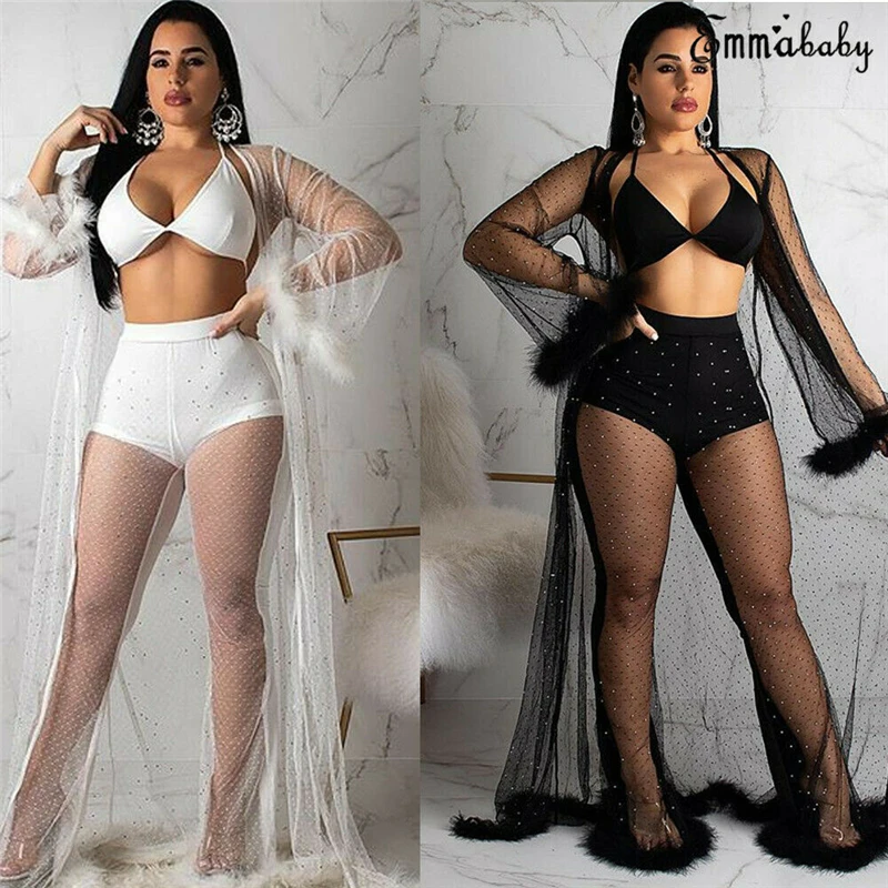 Женское нижнее белье сексуальное Сетчатое с открытым передом расшитое