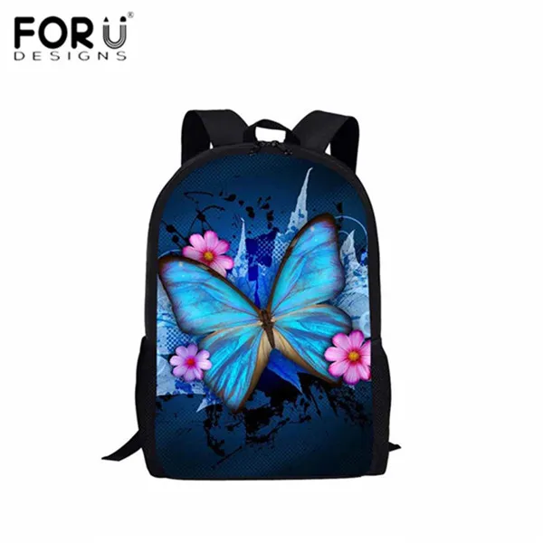 FORUDESIGNS/модные школьные сумки в виде животных с бабочками и цветочным принтом; сумка для книг на плечо для женщин; повседневные пляжные рюкзаки для путешествий - Цвет: HME724C