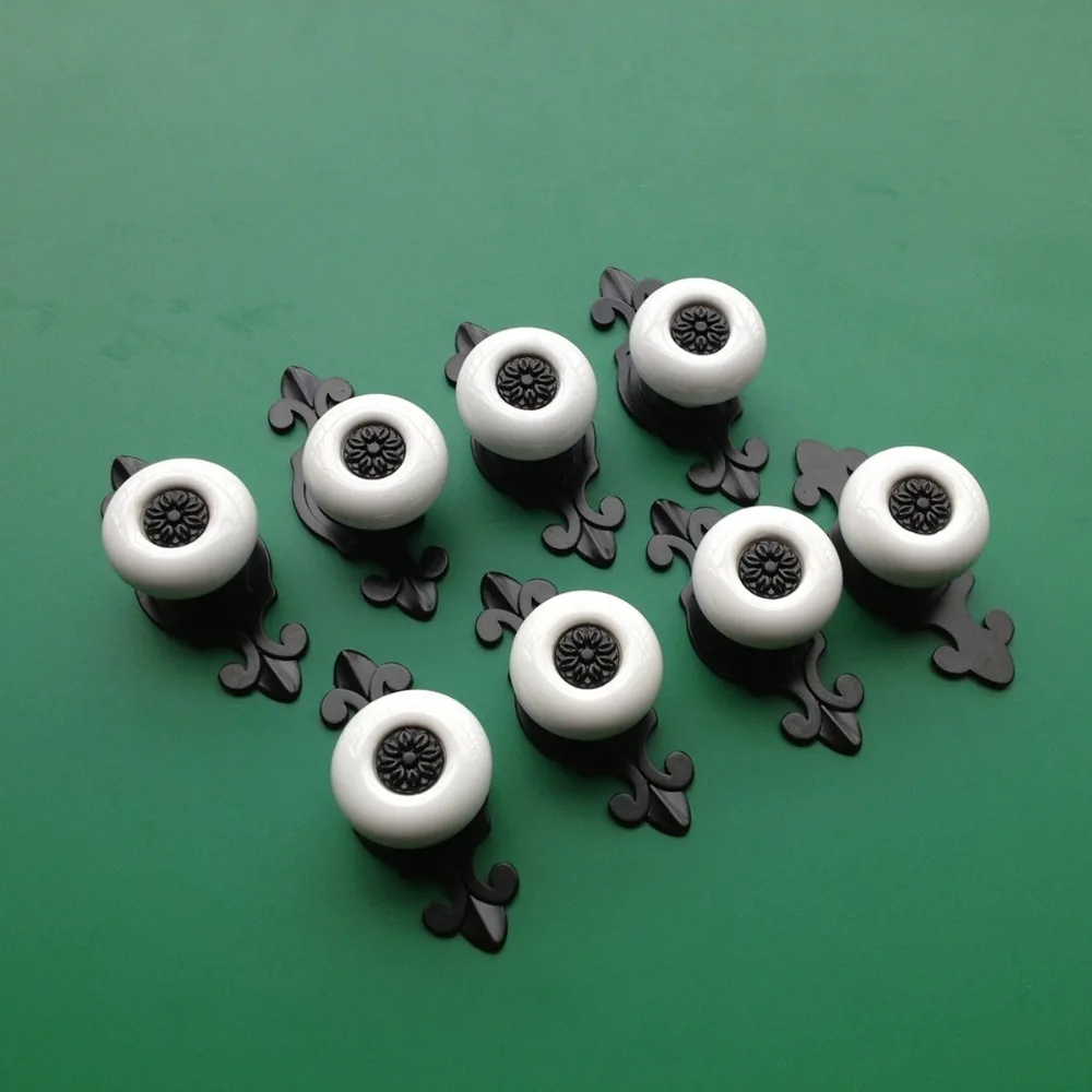 8 шт./компл. белый с черным Винтаж Ретро Керамика дверную ручку бронза шкаф ящик