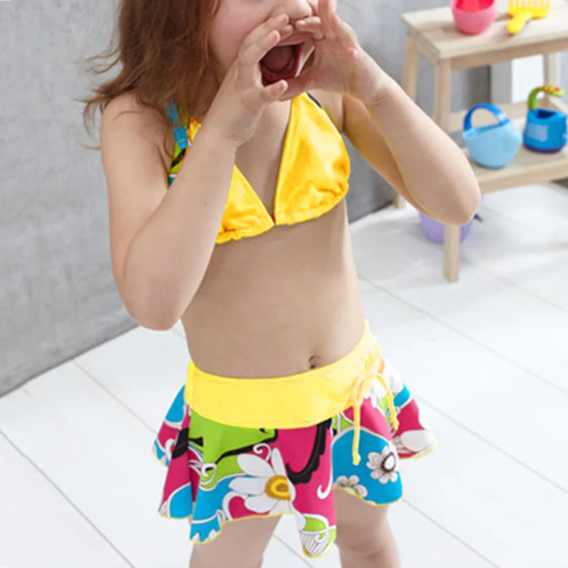 Новый Дизайн Бикини Девушки Купальники Tankini Купальник Дети Две Пьесы Летний Пляж