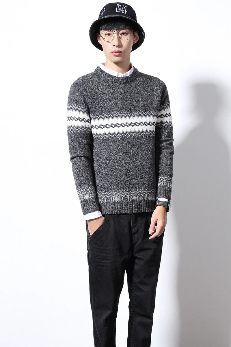 

Striped Autumn Winter Christmas Sweater Men Pullover Fashion Brand Mens Jumper Plus Size Mens Sweaters Jacquard Thick M-6XL