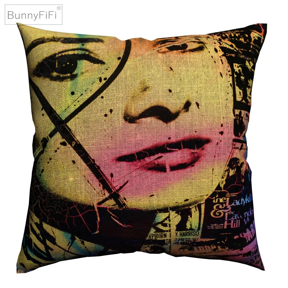 Одри Хепберн фильм портрет декоративная льняная подушка для дивана размером 45*45