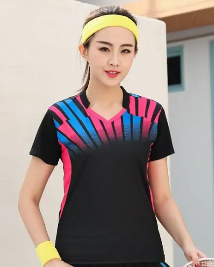 Women Black Shirt Футболка для бадминтона Мужская, женская одежда для тенниса, униформа для настольного тенниса, vetements tennis, шорты для пинг-понга для девочек, шорты для тренировок - Цвет: Women Black Shirt