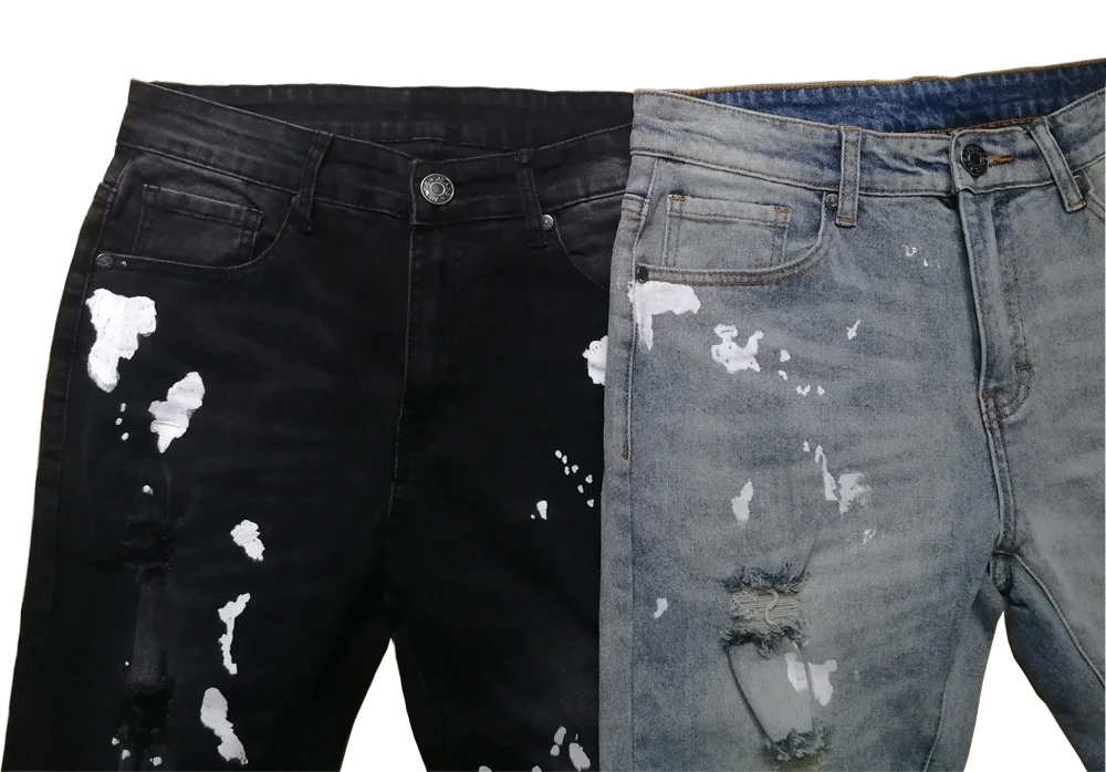 Men Jeans Fashion Design Hip Hop Ripped H0265 | Мужская одежда