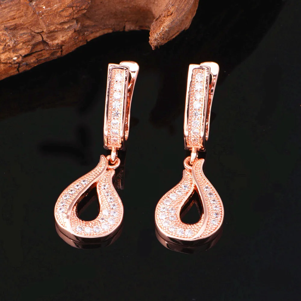 Комплект из колье и серёг с кристаллами цвета розового золота|ladies jewellery sets|jewellery