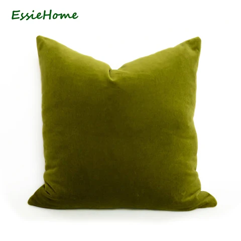 Чехол для подушки, из хлопка и бархата, цвета Оливкового Зеленого Цвета