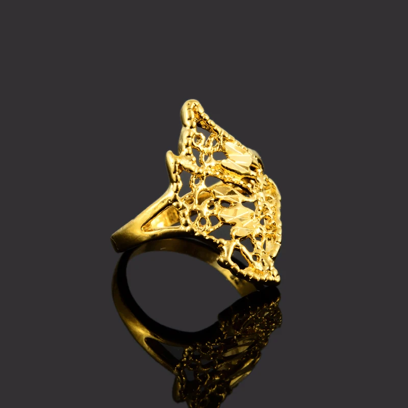 2017 Fashion Design Lotus Shaped Vacuum Yellow Gold Color Rings Anillo Wrap For Women And Girls Unique Bague Jewelry | Украшения и