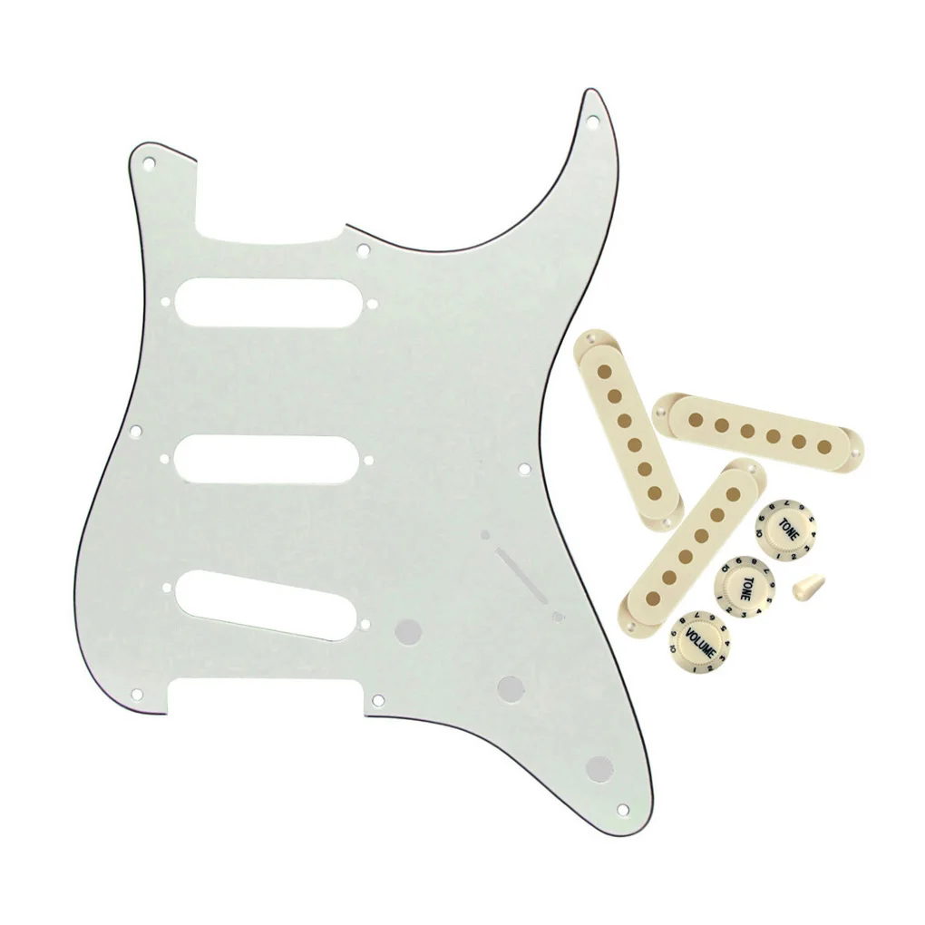 FLEOR цвета слоновой кости 3Ply 8 отверстий SSS ST гитары с одной катушкой крышки