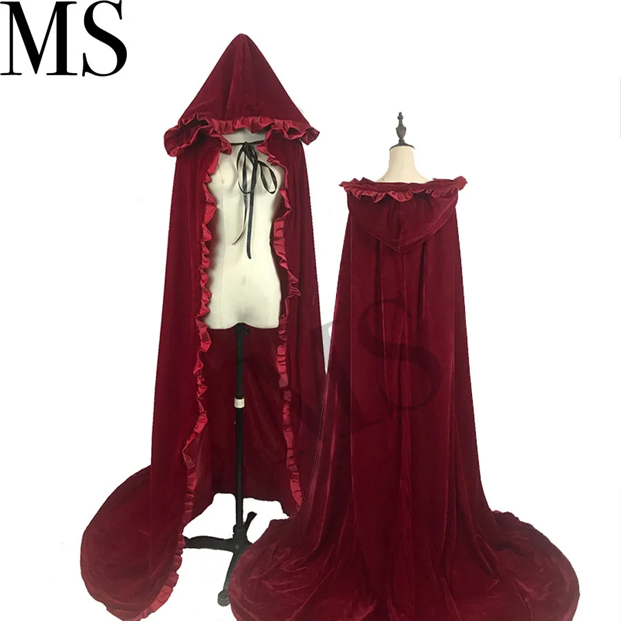 6 цветов новый длинный красный бархатный плащ с капюшоном для взрослых принцесса
