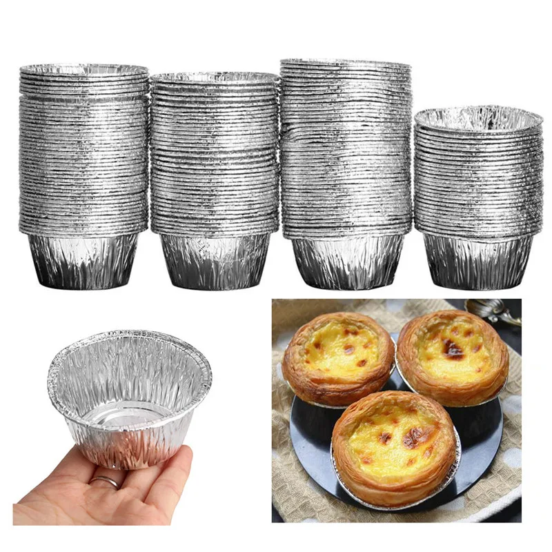 

Hot Sales150pcs Disposable Aluminum Foil DIY Baking Tools Cookie Muffin Cupcake Cheese Egg Tart Mold Round Cooking Pastry Tools