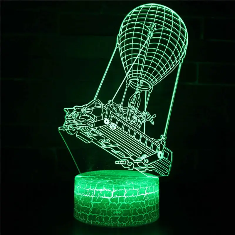 Красочный космический корабль самолет ракета LED 3D Иллюзия визуальный ночник Творческий Спальня украшения свет Новинка Настольная лампа Дети подарок
