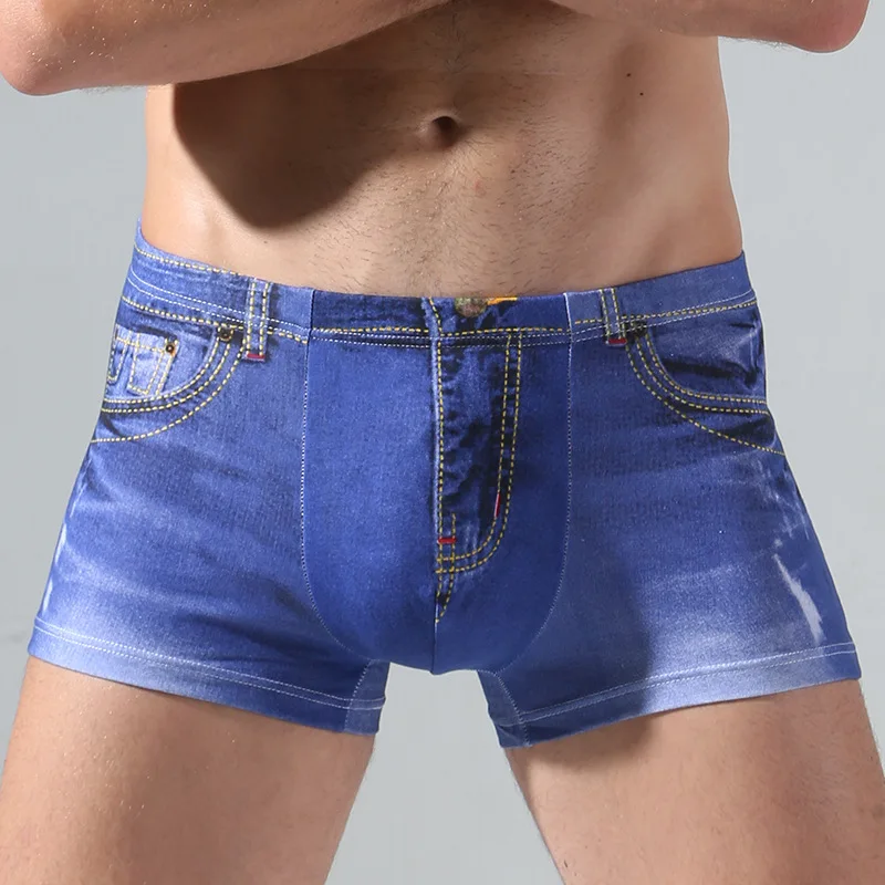 3D моделирование модные джинсовые мужские боксеры хлопок качественное нижнее