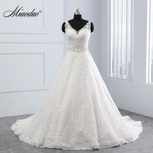 Miaoduo свадебное платье, новинка, бальное платье, Кружевная аппликация, свадебное платье 2022, v-образный вырез, кристалл, открытая спина, белые свадебные платья