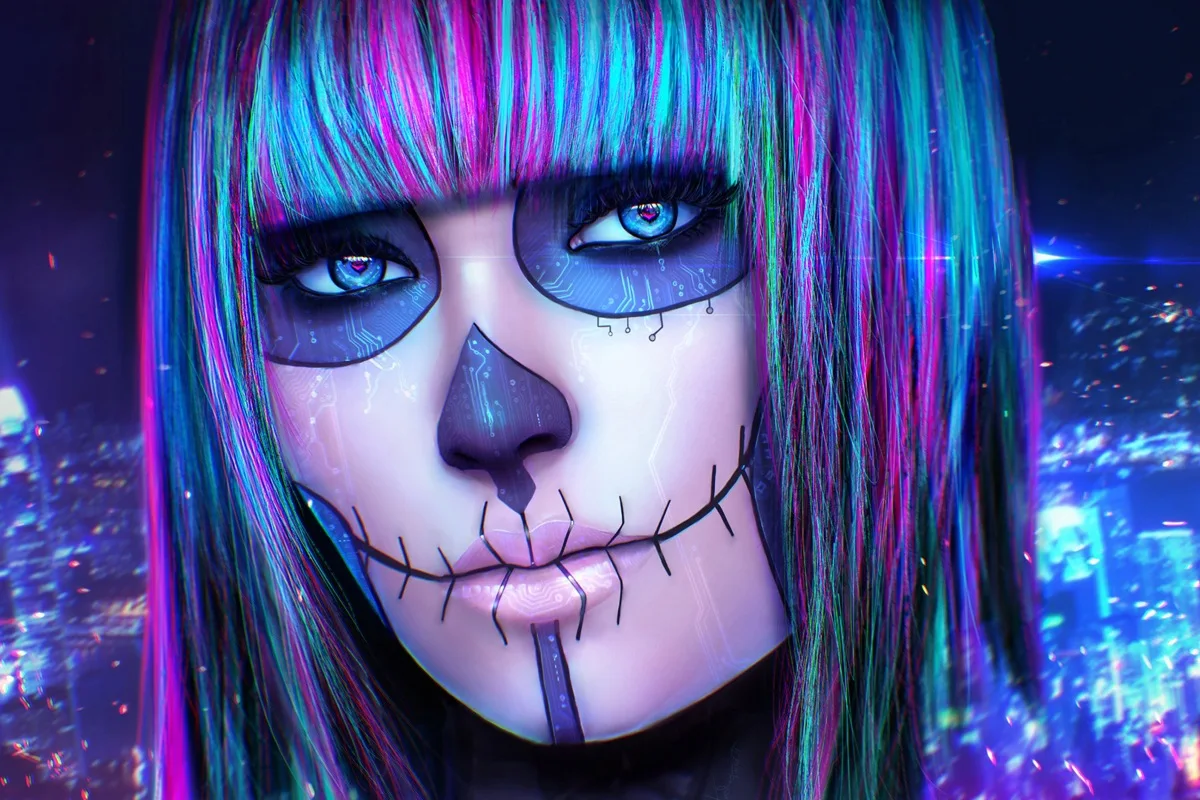 

День мертвых Сахар Череп лицо макияж PFM44 тканевый постер с рисунком на заказ (рамка в наличии) Настенный декор комнатный Декор домашний деко...