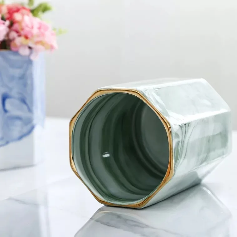

Nordic Ins Marble Pattern Pen Holder Cosmetic Brush Storage Tank Makeup Brush Holder Ceramic Jar Home Table Decoration Container