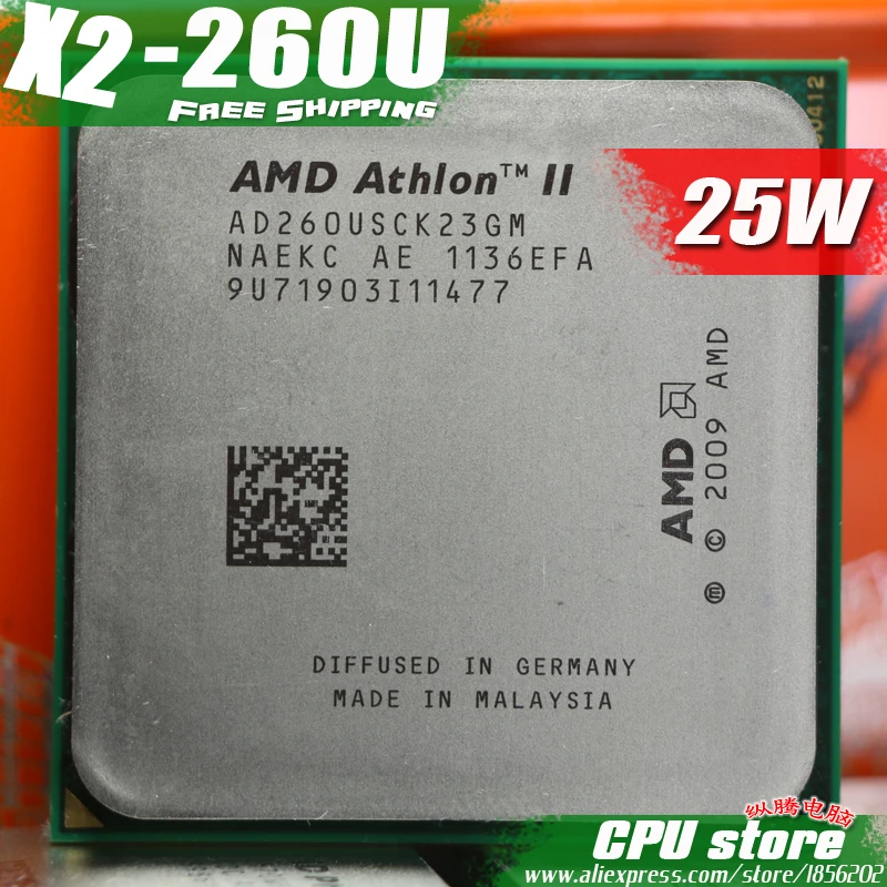 Настольный процессор AMD Athlon II X2 260U AD260USCK23GM (1 8 ГГц/AM3/938 pin/25 Вт/двухъядерный/2 м кэш)