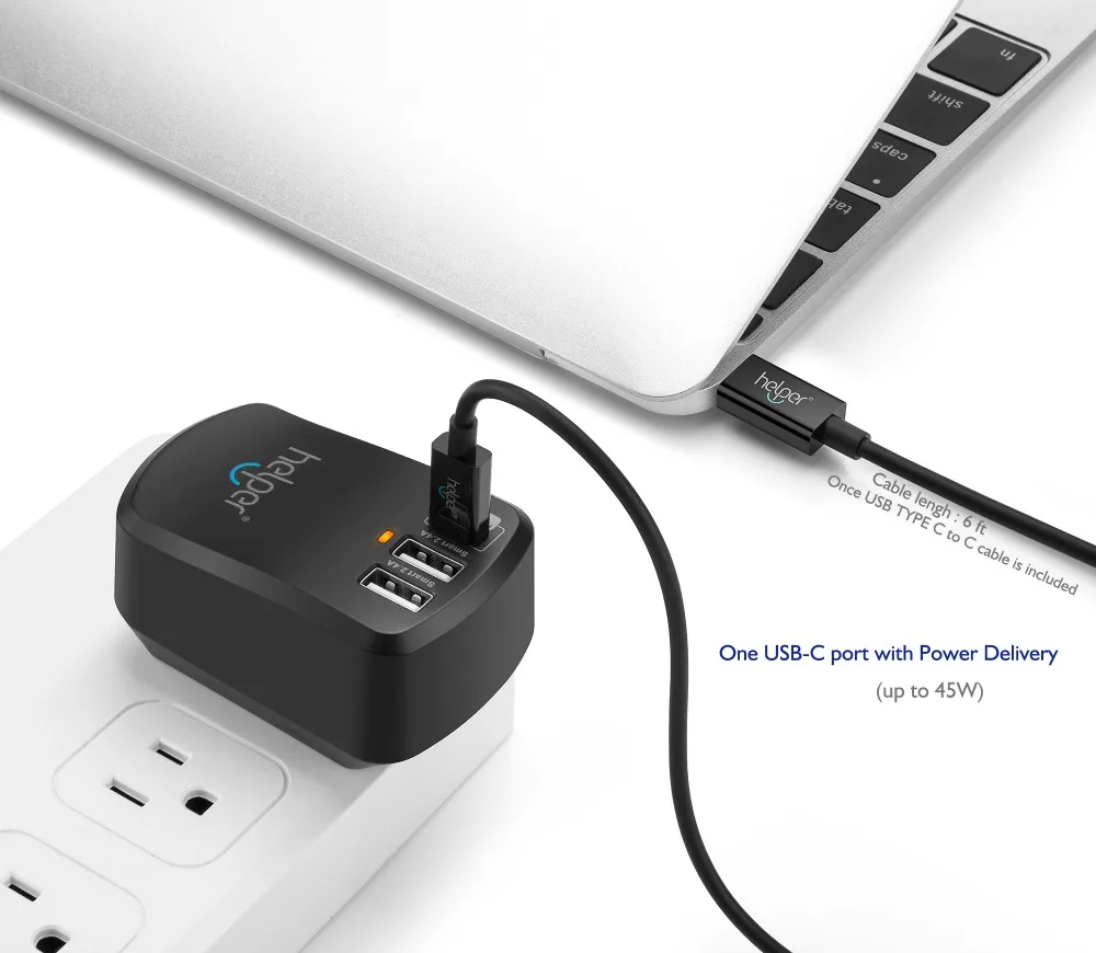 USB C зарядное устройство для путешествий PD 20V 2.25A 45 Вт type c и двойной usb порт 5 В/2.4A в