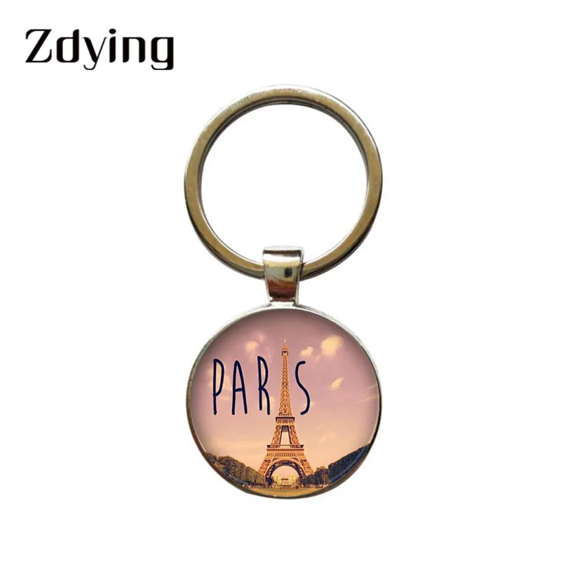 Винтажный брелок ZDYING с Эйфелевой башней круглый стеклянный кабошон фотобрелок