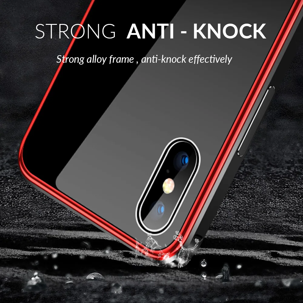 Роскошный металлический чехол для iPhone XR XS Max Алюминиевый бампер закаленное
