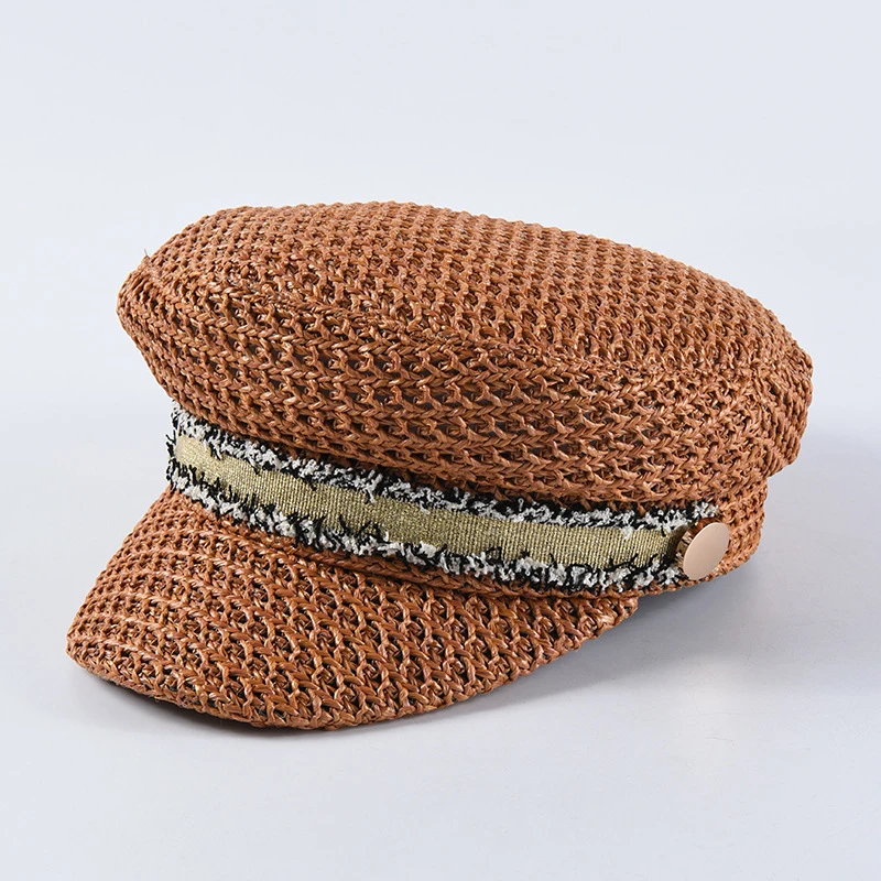 Роскошные брендовые дизайнерские кепки в стиле милитари Женские соломенные