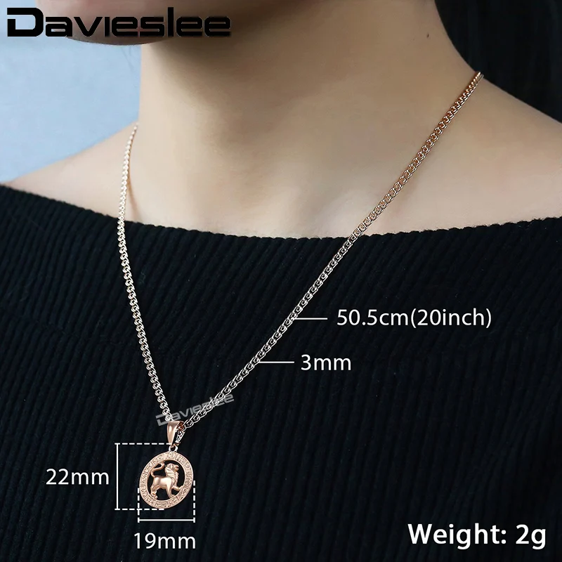 Davieslee женский знак Leo зодиака кулон Золотое созвездие ожерелья для женщин