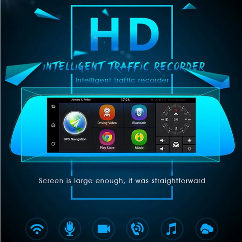 7 дюймов Android 5 0 Автомобильный видеорегистратор Full HD 1080P зеркало заднего вида с