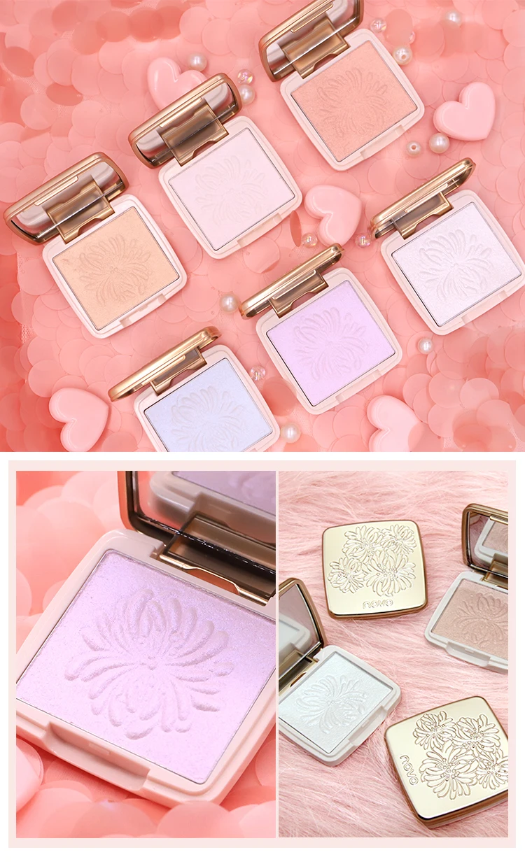Novo запеченный хайлайтер палитра polar brighten color 6 г водонепроницаемый стойкий фиолетовый золотой мерцающий металлический хайлайтер BN118