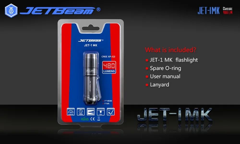 JETBeam I MK умный световой селектор яркость фонарик CREE XP G2 max 480 люмен расстояние луча