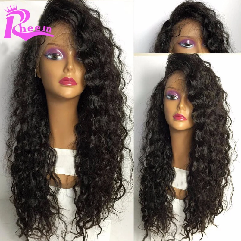 7А Бразильский Полный Парик Шнурка Свободные Вьющиеся Шнурок Человеческих Волос