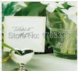 120 шт./лот Свадебные сувениры Серебряное сердце дизайн хром держатель для карт