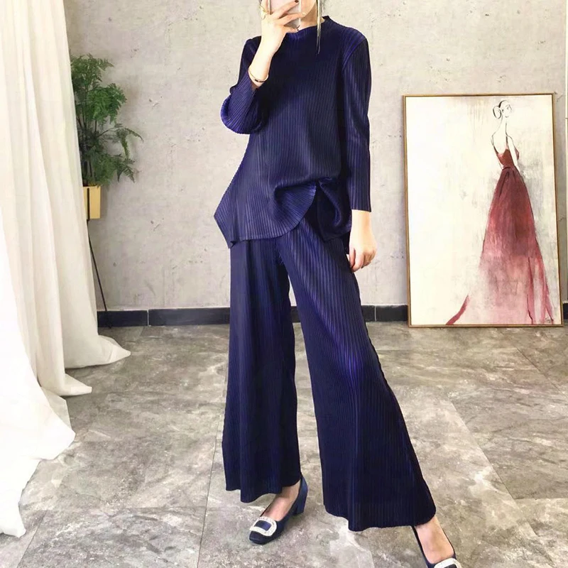 Changpleat 2019 Весенние новые тонкие полосатые женские комплекты Miyak плиссированные