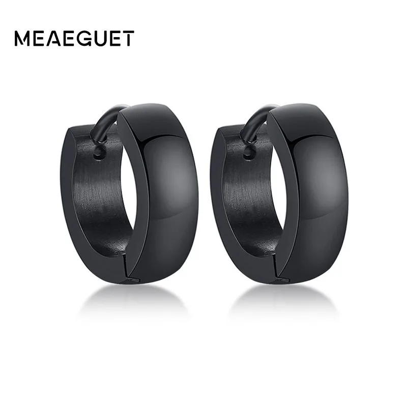Мужские Серьги черные Huggie Hoop Guys Cyber corp. готический панк-рок нержавеющая сталь Средний круг Brincos
