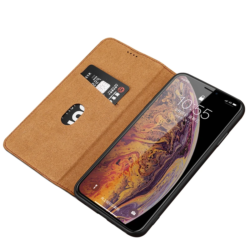 Для iPhone Xr Xs Max натуральная Litchi кожаный бумажник чехол для 7 Plus 8 плюс магнит