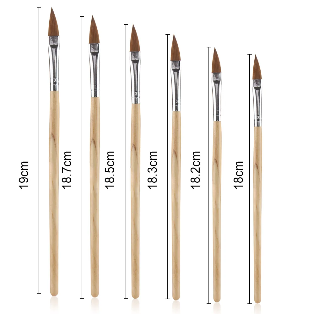 6 шт./компл. акриловый УФ гель для ногтей кисти ручка круглая Соболь Рисование