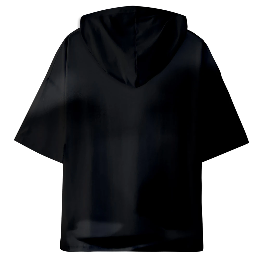 Черная футболка с круглым вырезом капюшоном короткий рукав мужские крутые топы