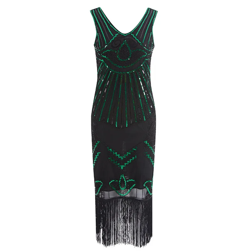 

Pure film figure sequins hand-woven tassel evening dress is female