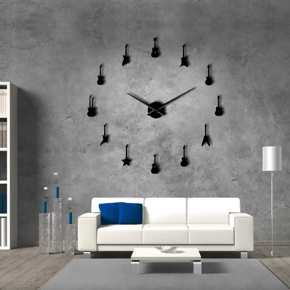 Рок ролл гитара настенные часы различные музыкальные Horloge Diy акриловые