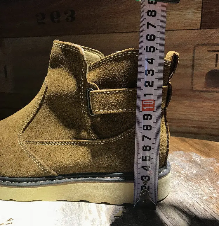 Ze 37-45; SiRetro; мужские ботильоны из коровьей замши на застежке-липучке; удобные зимние ботинки на танкетке для мальчиков