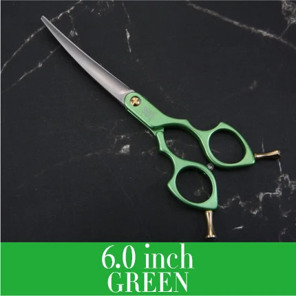6.0 green Fenice профессиональные красочные 6,5 дюймов изогнутые ножницы для стрижки домашних животных ножницы для собак кошек - Цвет: 6.0 green