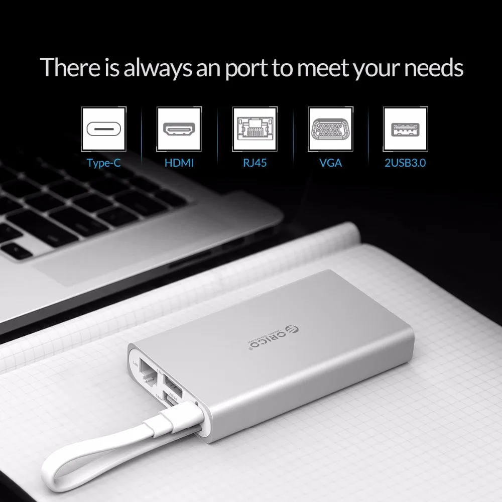 Док станция для настольного ноутбука ORICO 6 в 1 с разъемом типа MACbook Apple USB C HDMI 4 K VGA