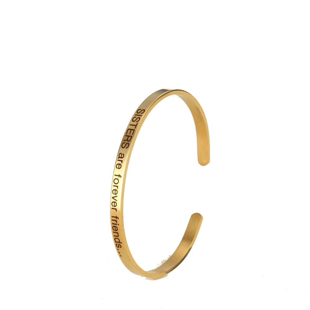 MYLONGINGCHARM браслет с манжетами ширина 4mm SISTERS are forever friends из нержавеющей стали