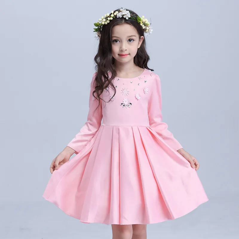 Розовое платье для девочек праздничная одежда с цветочным узором Vestido свадьбы 2018
