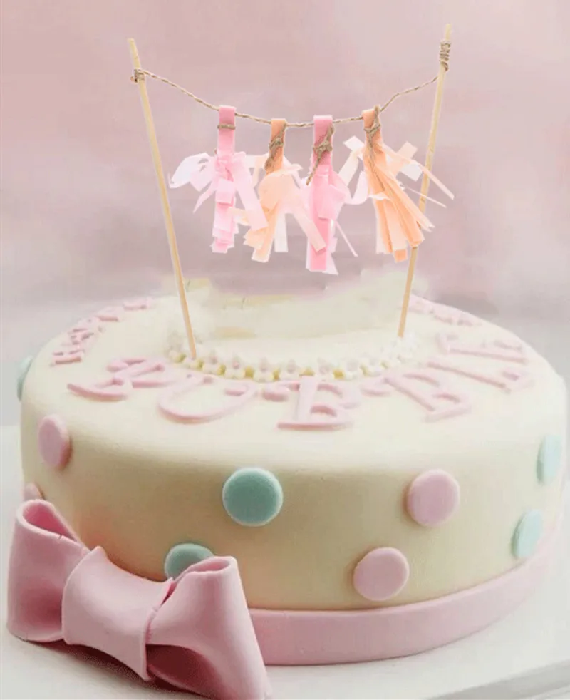 Горячая Распродажа 1 комплект мини ТИСУ кисточка торт Топпер бумажный баннер